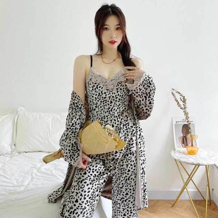 The Leopard Print 3 Piece Pajama Set Original Pajamas