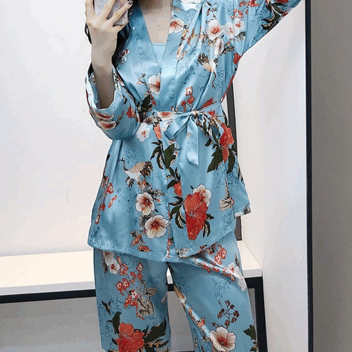 The Floral Print Long Cardigan Pajama Set Original Pajamas