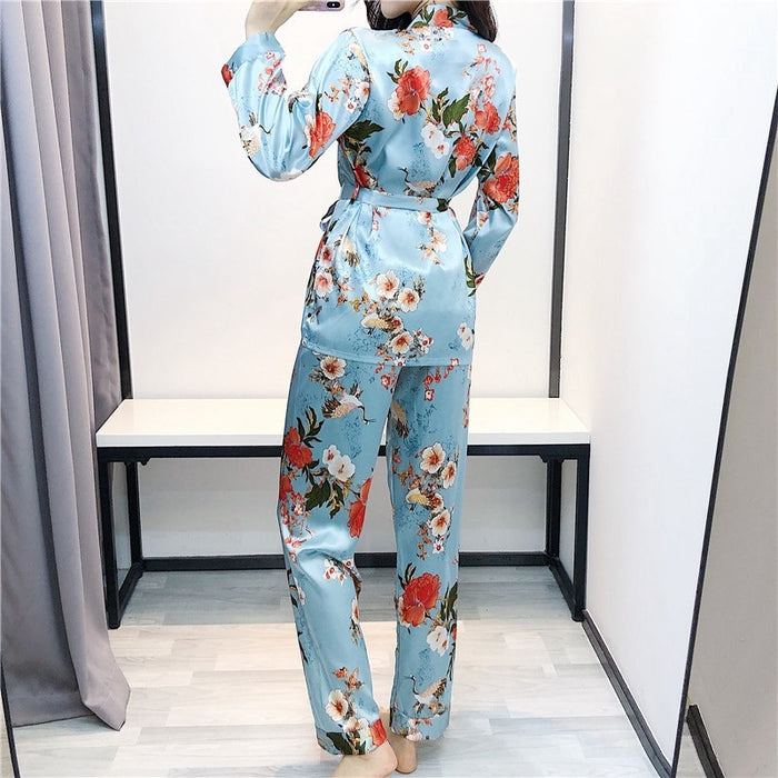 The Floral Print Long Cardigan Pajama Set Original Pajamas