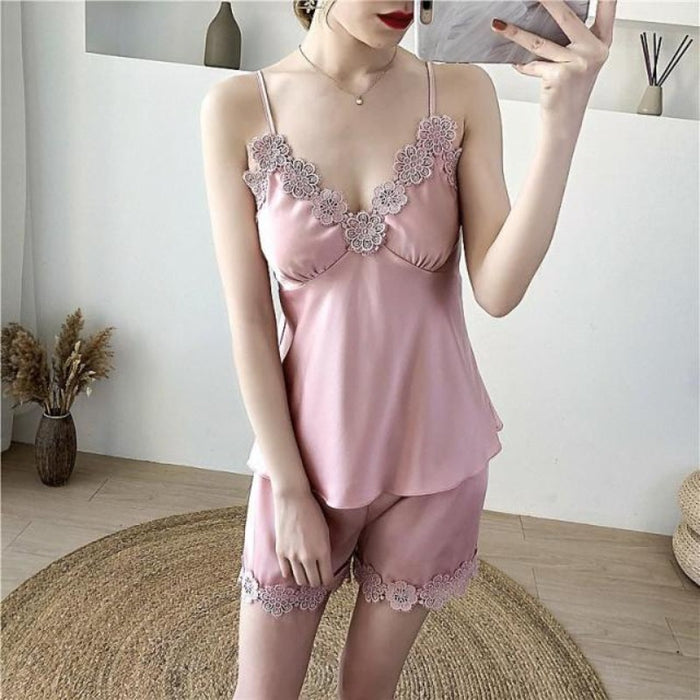 The Lace 3 Piece Pajama Set With Robe For Women