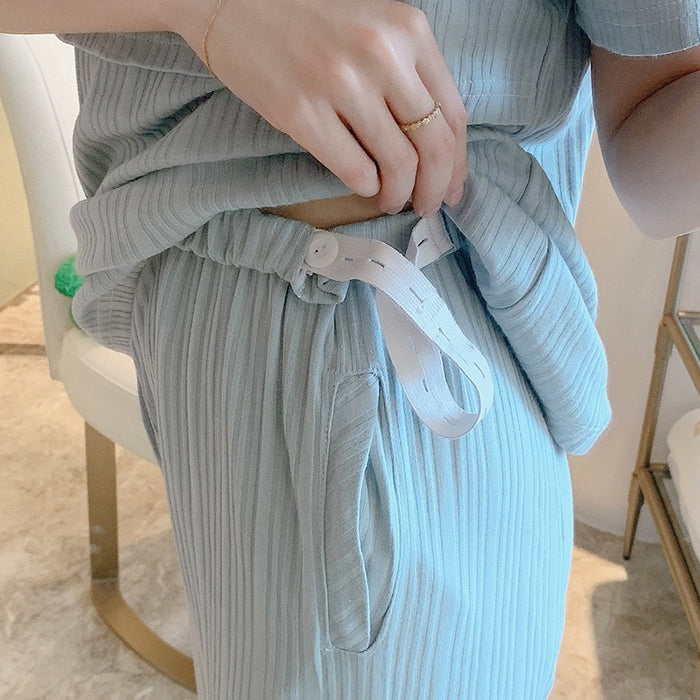 The Cotton Pregnancy Pajama Set Solid 3 Piece Pajama Set