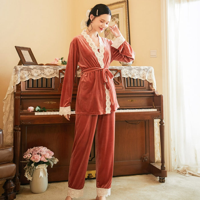 The Pink Laced Robe Pajama Set Original Pajamas