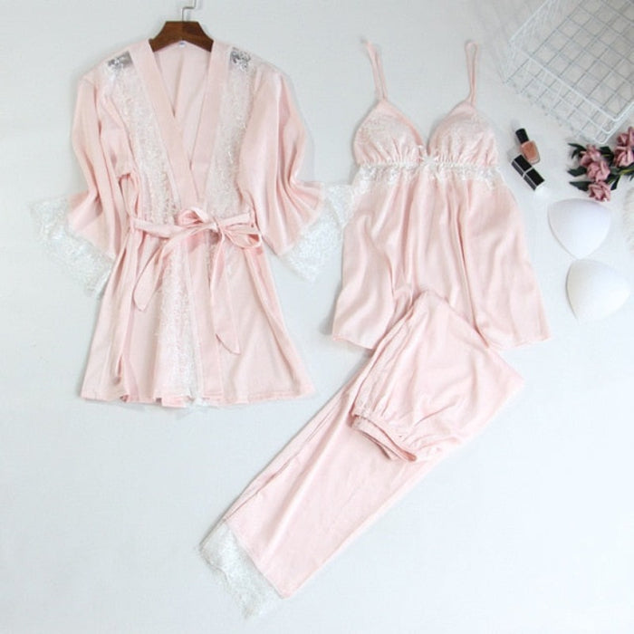 The V-Neck 3 Piece Long Pajama Set Original Pajamas