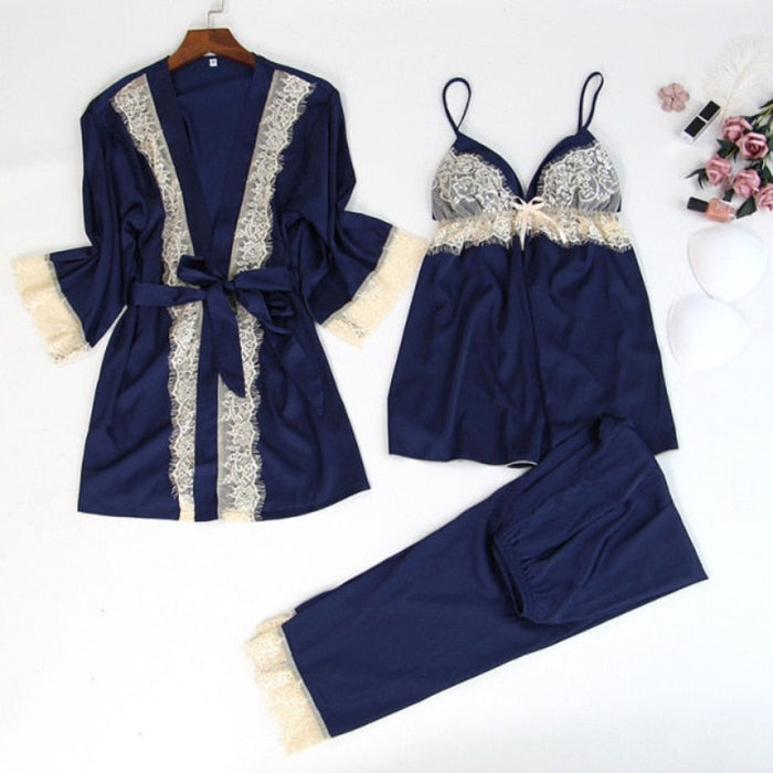 The V-Neck 3 Piece Long Pajama Set Original Pajamas