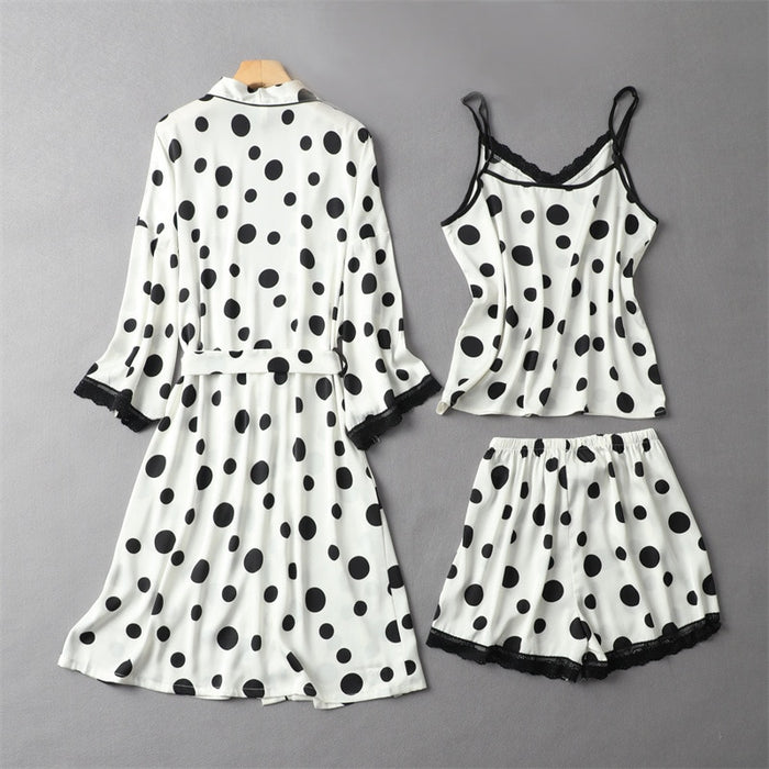 3 Pieces Polka Dots Pajama Set For Women Summer Casual Home Clothes