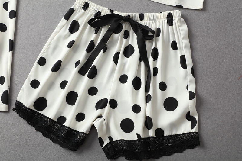 3 Pieces Polka Dots Pajama Set For Women Summer Casual Home Clothes