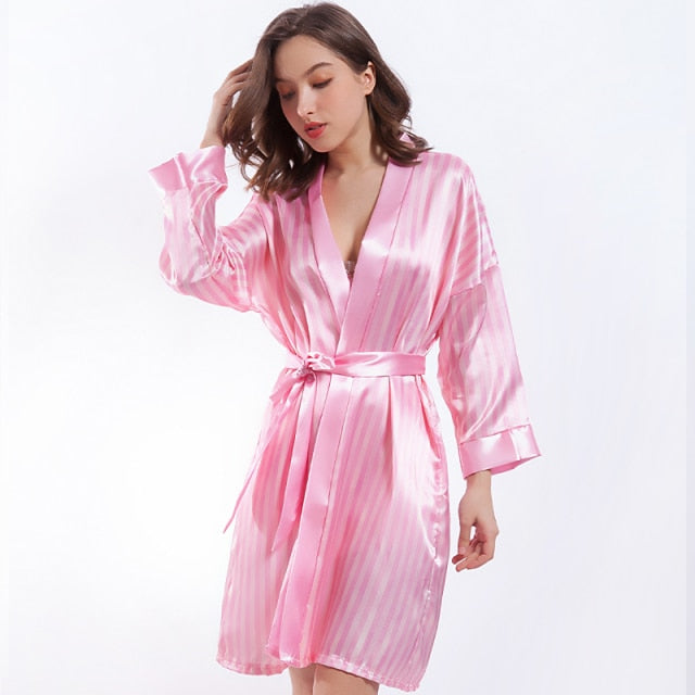 Women 3 Piece Pyjama Set Silk Satin Pajama Set Robe