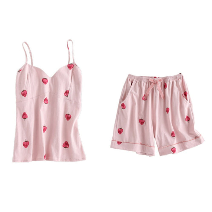 7 Pieces Spring And Summer Strawberry Pajamas Set