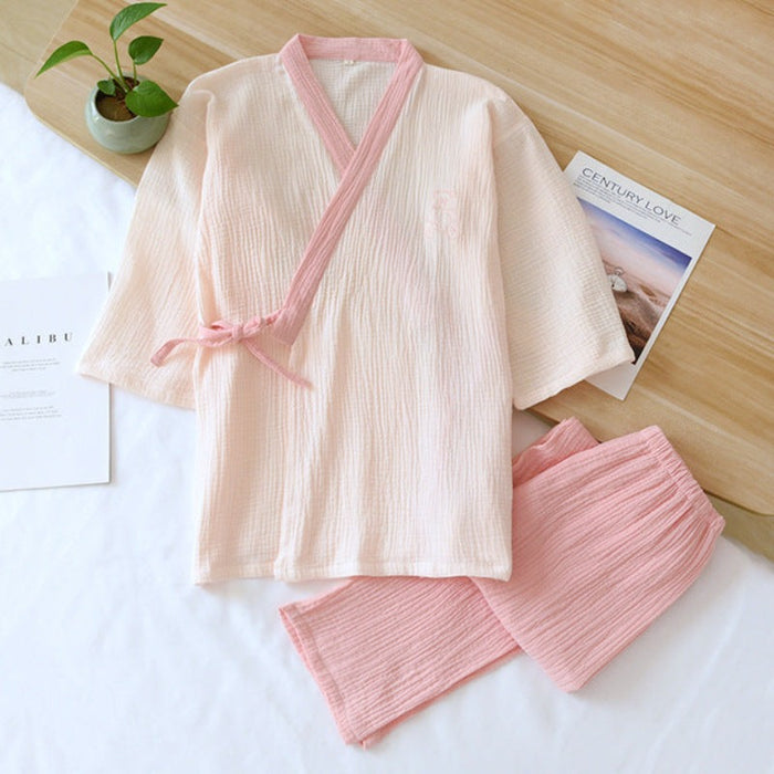 Japanese Style Cotton Nightwear 2 Piece Set