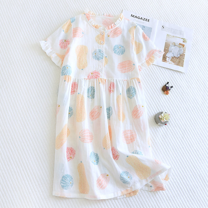 Summer Cotton Light Colored Short Dress For Women