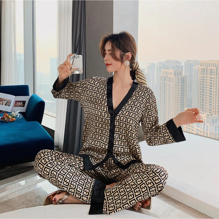 Women's Pajamas Set V Neck Design